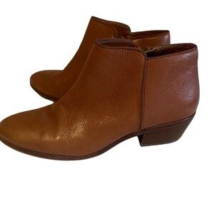 CLASSY & SEXY SAM EDELMAN ENGLISH BROWN LEATHER BOOTIE WITH ZIPPERS 9.5